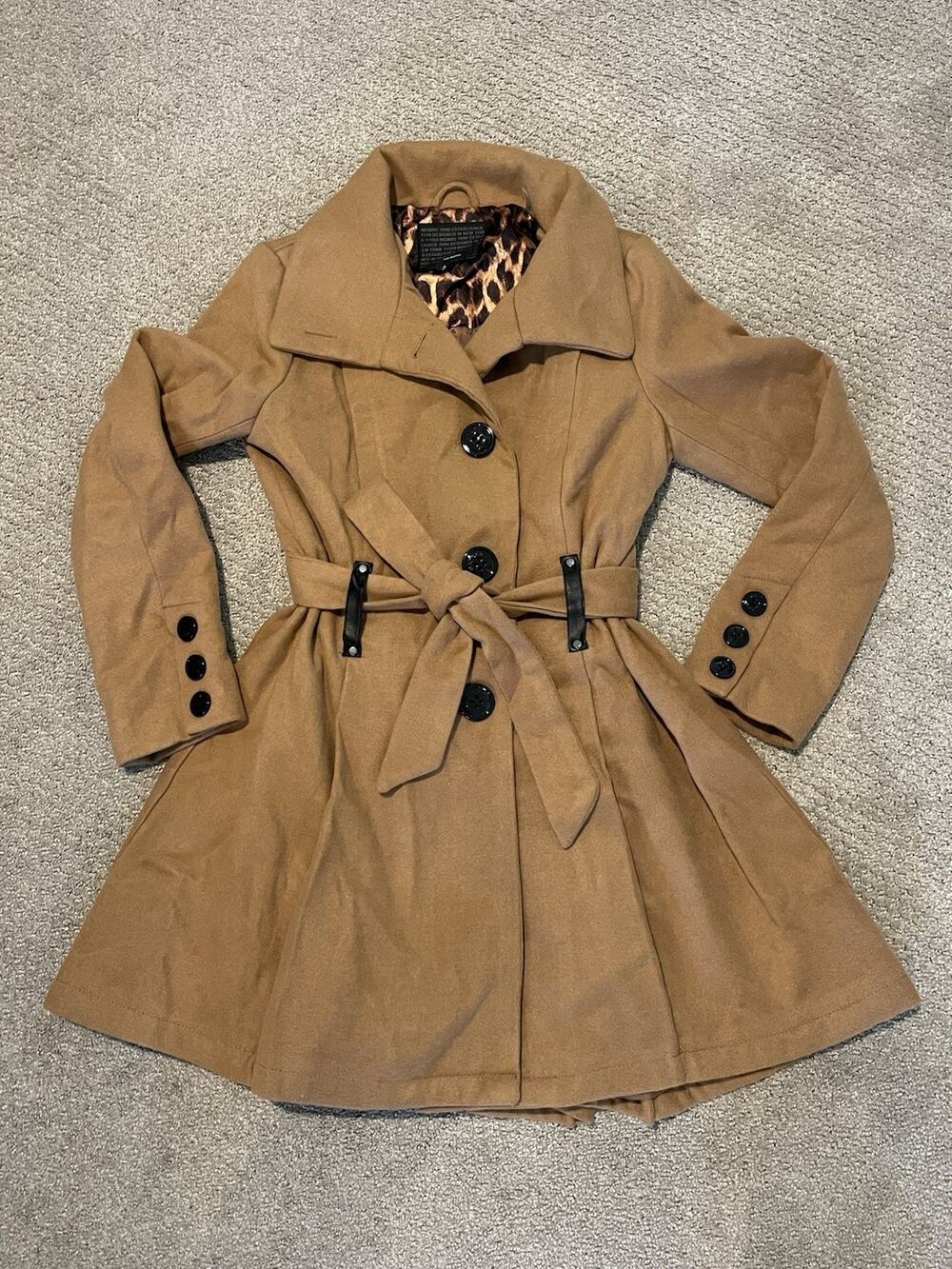STEVE MADDEN BELTED SKIRTED COAT, S